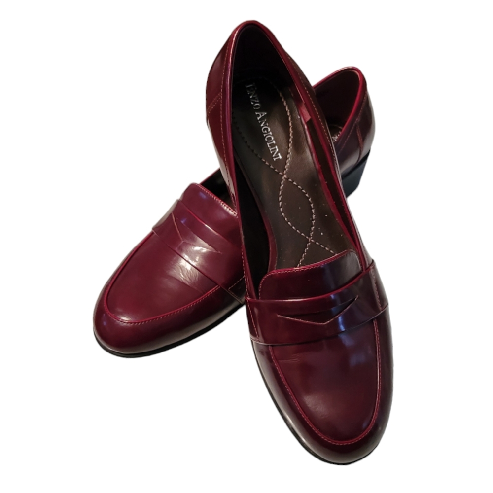Enzo Angiolini Womens Burgandy Loafers Flat Shoes Size 6